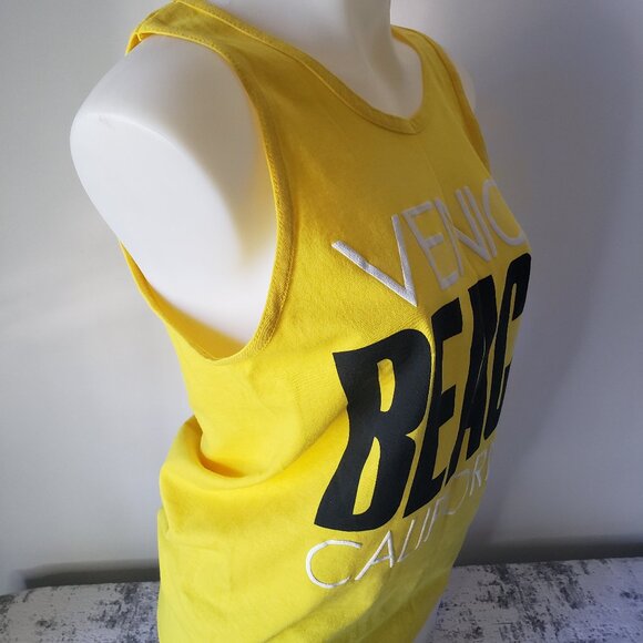 Vintage Alstyle Yellow Venice Beach California tank top Black White Yellow - Picture 3 of 9